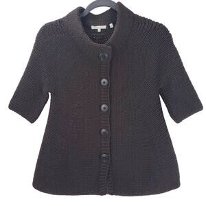 Vince Crochet Cable Knit Wool Sweater XS Chocolate Brown Top Minimalist Neutral